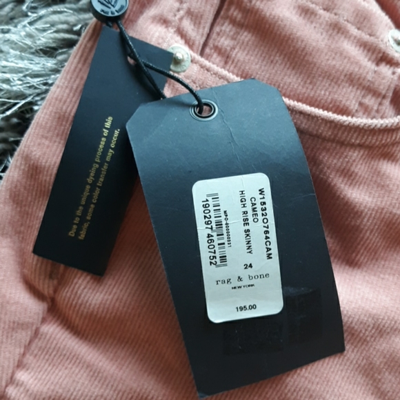 Rag & Bone high rise skinny pink corduroys 24 NWT - Picture 6 of 8